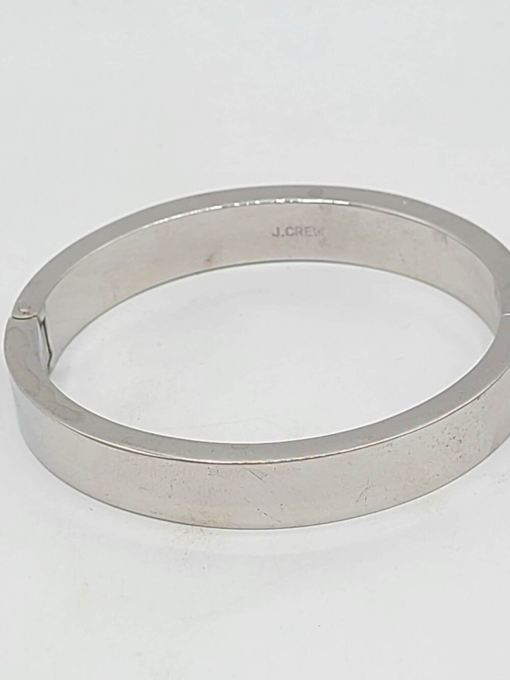 J Crew Silver Tone Hinged Bangle Bracelet
